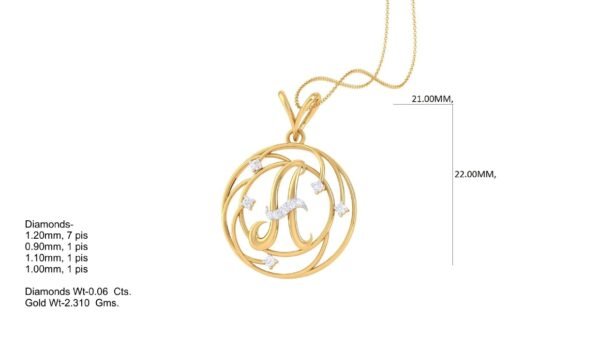 18 KT Gold Diamond Studded Initial Pendants
