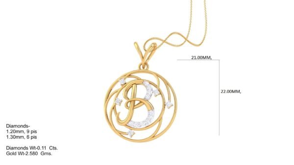 18 KT Gold Diamond Studded Initial Pendants - Image 3