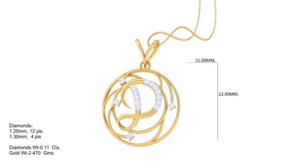 18 KT Gold Diamond Studded Initial Pendants - Image 5