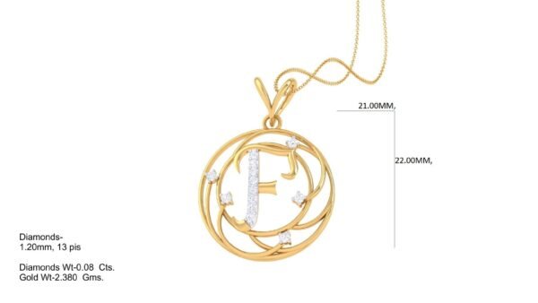 18 KT Gold Diamond Studded Initial Pendants - Image 7