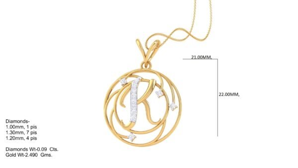 18 KT Gold Diamond Studded Initial Pendants - Image 12
