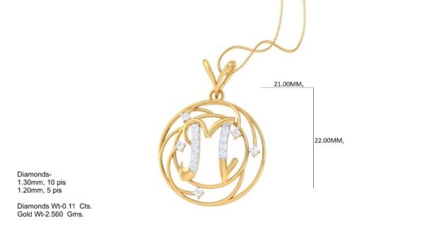 18 KT Gold Diamond Studded Initial Pendants - Image 14