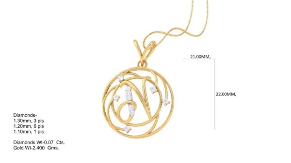 18 KT Gold Diamond Studded Initial Pendants - Image 15