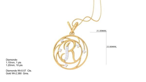 18 KT Gold Diamond Studded Initial Pendants - Image 19