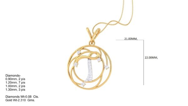 18 KT Gold Diamond Studded Initial Pendants - Image 21