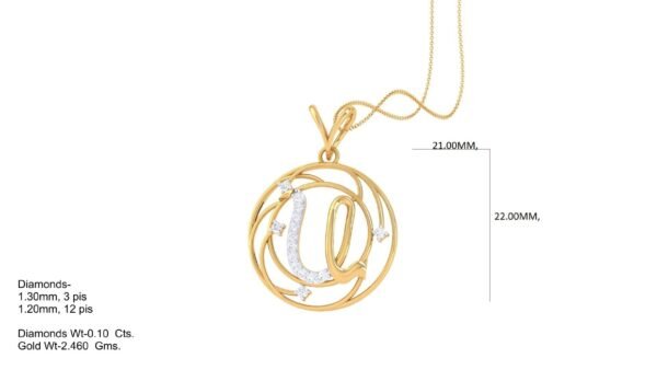18 KT Gold Diamond Studded Initial Pendants - Image 22