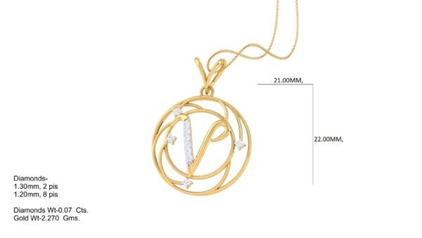 18 KT Gold Diamond Studded Initial Pendants - Image 23