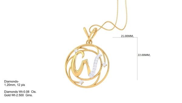 18 KT Gold Diamond Studded Initial Pendants - Image 24