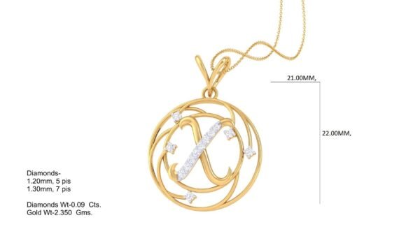 18 KT Gold Diamond Studded Initial Pendants - Image 25